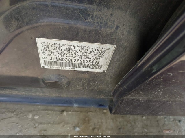 Продаж на аукціоні авто 2008 Honda Fit Sport, vin: JHMGD38638S025499, номер лоту: 45369337