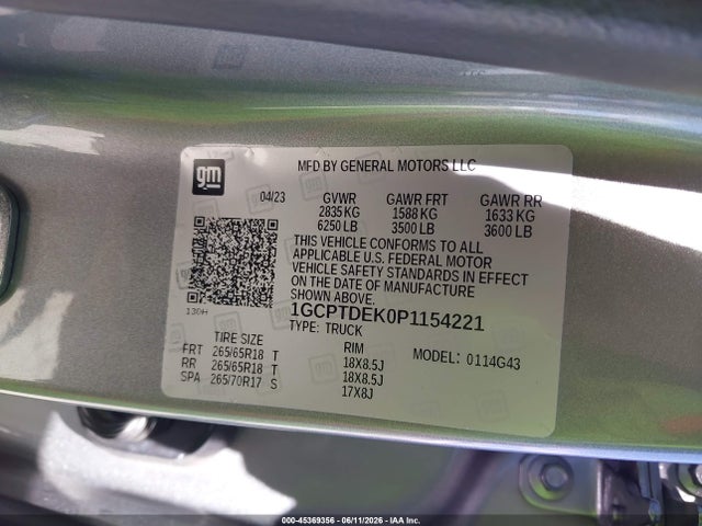 1GCPTDEK0P1154221 Chevrolet Colorado 4wd Short Box Z71