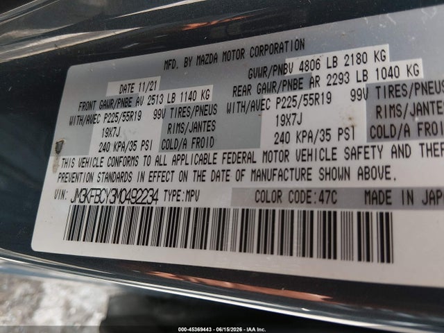 Продажа на аукционе авто 2021 Mazda Cx-5 Carbon Edition Turbo, vin: JM3KFBCY3M0492234, номер лота: 45369443