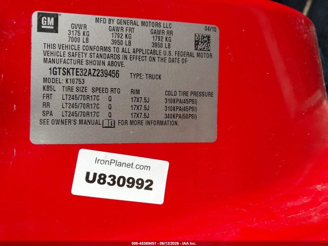 Продаж на аукціоні авто 2010 Gmc Sierra 1500 Work Truck, vin: 1GTSKTE32AZ239456, номер лоту: 45369451