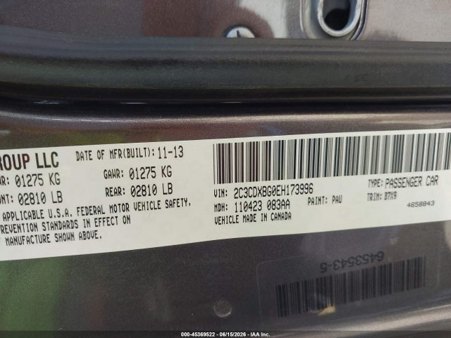 Продаж на аукціоні авто 2014 Dodge Charger Se, vin: 2C3CDXBG0EH173996, номер лоту: 45369522