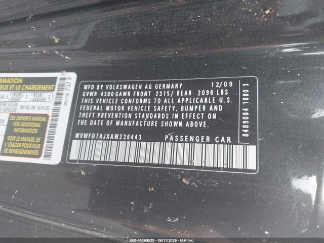 Продаж на аукціоні авто 2010 Volkswagen Gti 2-door, vin: WVWFD7AJXAW236443, номер лоту: 45369539