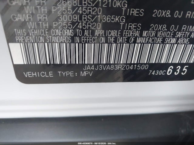 2024 Mitsubishi Outlander Se 2.5 2wd მანქანა იყიდება აუქციონზე, vin: JA4J3VA83RZ041500, აუქციონის ნომერი: 45369578