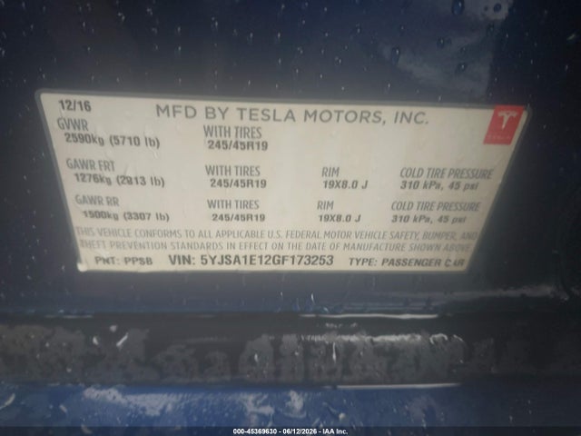 Tesla Model S 60/70/75/85 2016 5YJSA1E12GF173253 Image 9