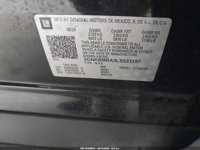 3GNKBBRA3LS533197 Chevrolet Blazer Fwd 1lt