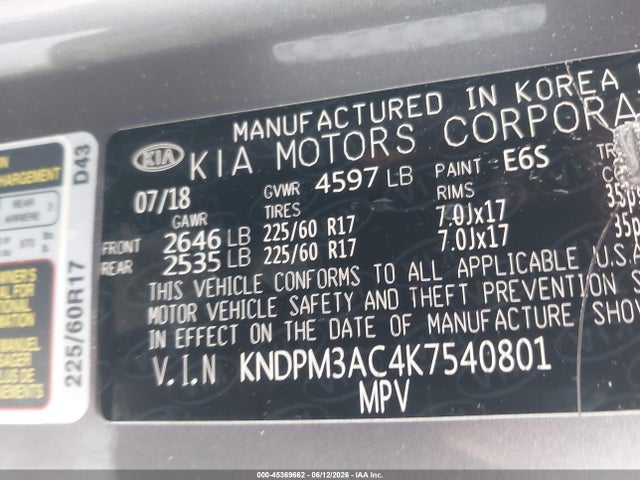 KIA Sportage Lx 2019 KNDPM3AC4K7540801 Image 9