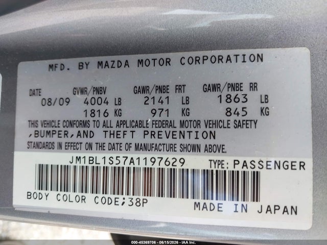 Aukcja sprzedaży 2010 Mazda Mazda3 S Sport, vin: JM1BL1S57A1197629, numer aukcji: 45369706
