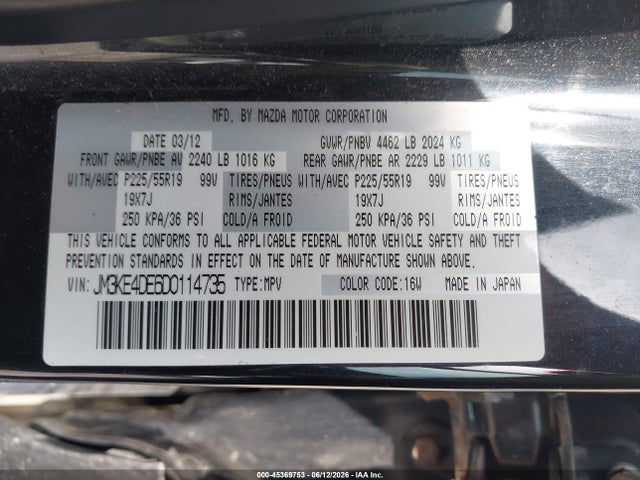 45369753 :رقم المزاد ، JM3KE4DE6D0114735 vin ، 2013 Mazda Cx-5 Grand Touring مزاد بيع