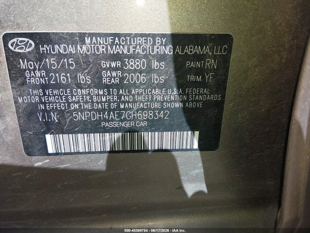 Hyundai ELANTRA SE 2016 5NPDH4AE7GH698342 Image 9