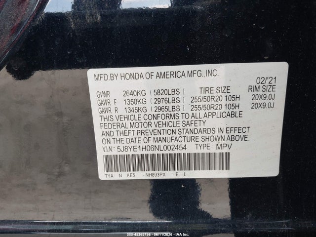 Продаж на аукціоні авто 2022 Acura Mdx A-spec Package, vin: 5J8YE1H06NL002454, номер лоту: 45369796