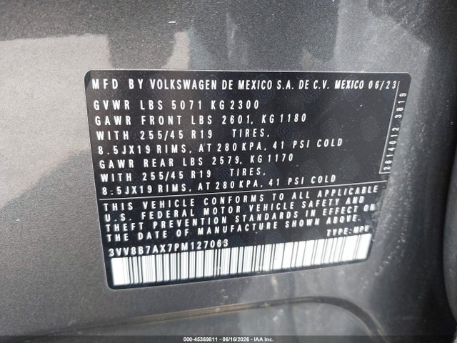 Продаж на аукціоні авто 2023 Volkswagen Tiguan 2.0t Se R-line Black, vin: 3VV8B7AX7PM127063, номер лоту: 45369811