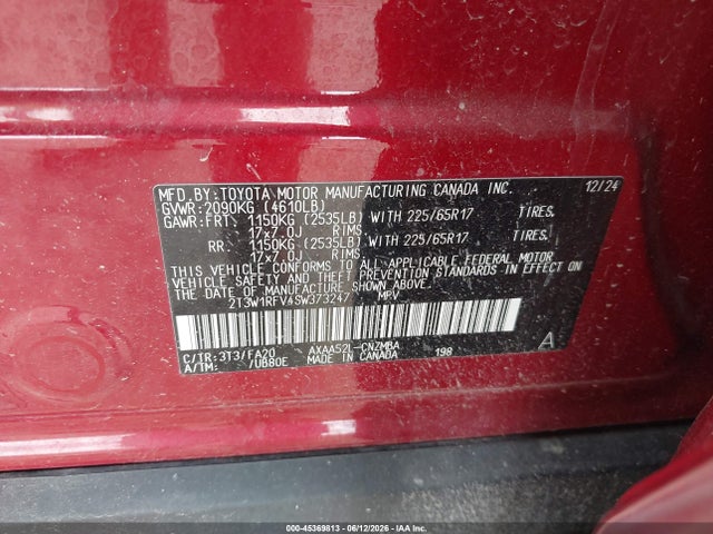 Aukcja sprzedaży 2025 Toyota Rav4 Xle, vin: 2T3W1RFV4SW373247, numer aukcji: 45369813