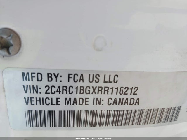 45369828 :رقم المزاد ، 2C4RC1BGXRR116212 vin ، 2024 Chrysler Pacifica Touring L مزاد بيع