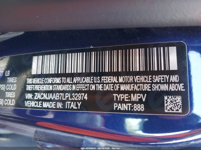 Продажа на аукционе авто 2020 Jeep Renegade Sport Fwd, vin: ZACNJAAB7LPL32974, номер лота: 45369850