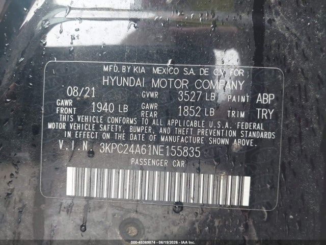 Hyundai ACCENT SE 2022 3KPC24A61NE155835 Image 9