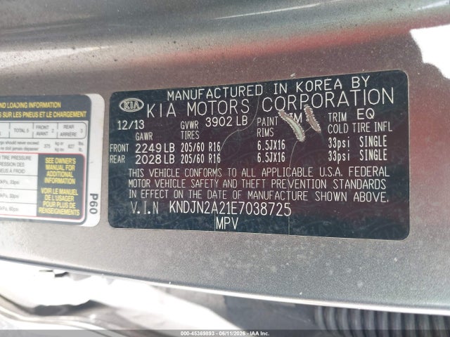 Продажа на аукционе авто 2014 Kia Soul, vin: KNDJN2A21E7038725, номер лота: 45369893