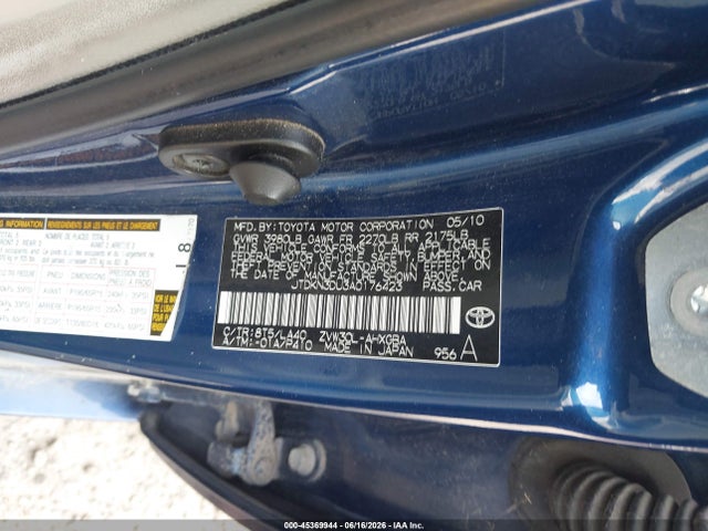 45369944 :رقم المزاد ، JTDKN3DU3A0176423 vin ، 2010 Toyota Prius Iv مزاد بيع