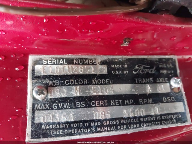 45369950 :رقم المزاد ، E10TH285179 vin ، 1962 Ford Econoline مزاد بيع