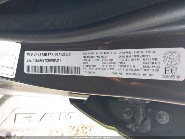 RAM 1500 Sport 2022 1C6SRFVTXNN359491 Image 9