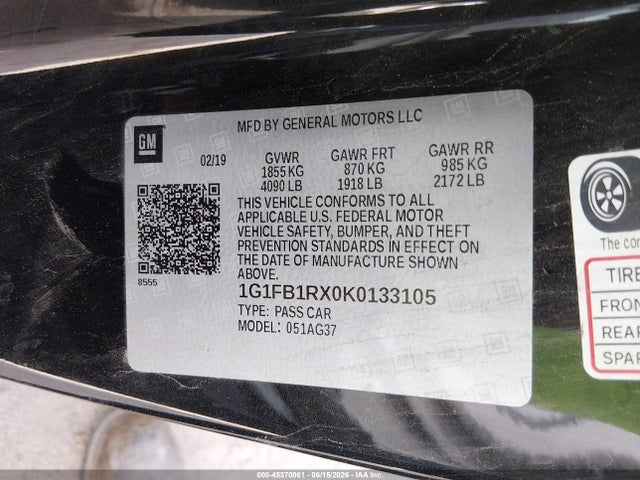 Chevrolet Camaro 1lt 2019 1G1FB1RX0K0133105 Image 9