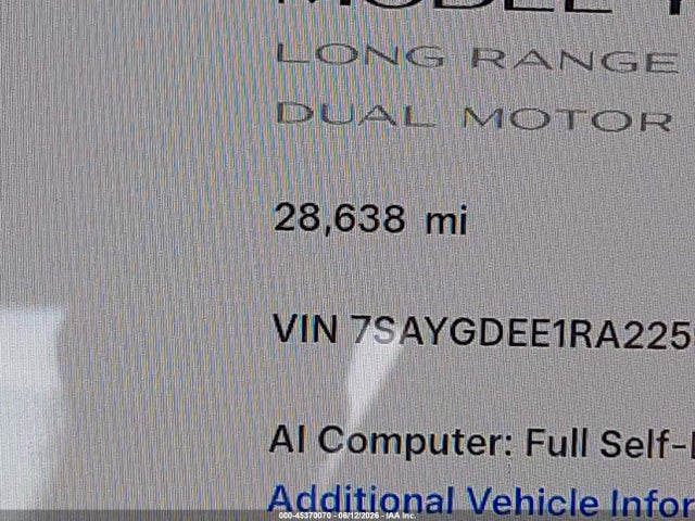 45370070 :رقم المزاد ، 7SAYGDEE1RA225939 vin ، 2024 Tesla Model Y Long Range Dual Motor All-wheel Drive مزاد بيع
