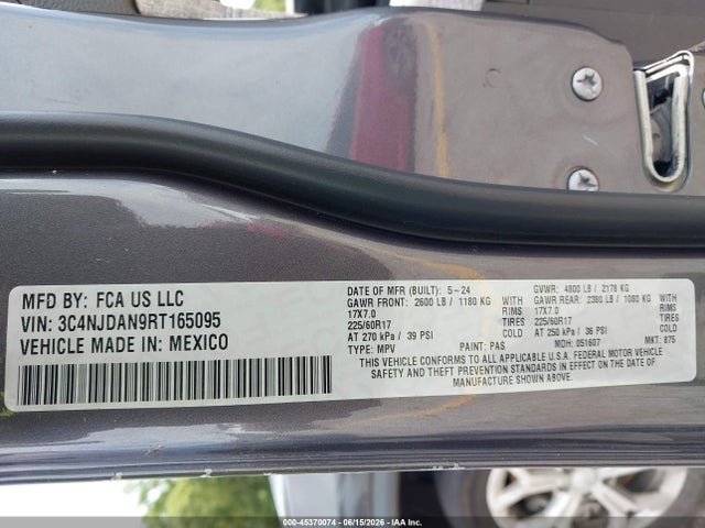 Продаж на аукціоні авто 2024 Jeep Compass Sport 4x4, vin: 3C4NJDAN9RT165095, номер лоту: 45370074