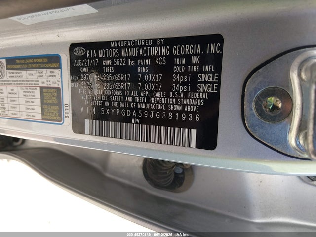 KIA Sorento 3.3l Lx 2018 5XYPGDA59JG381936 Image 9