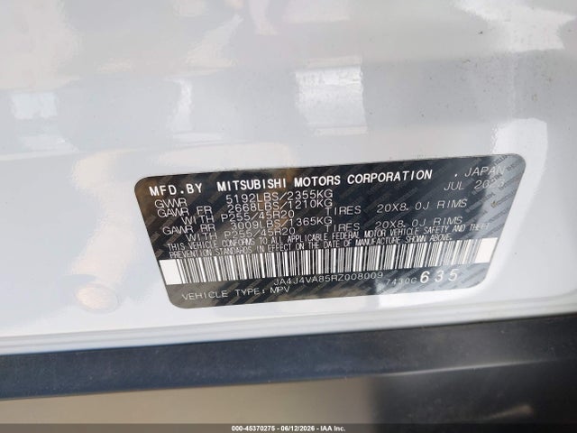 Продаж на аукціоні авто 2024 Mitsubishi Outlander Se 2.5 S-awc, vin: JA4J4VA85RZ008009, номер лоту: 45370275