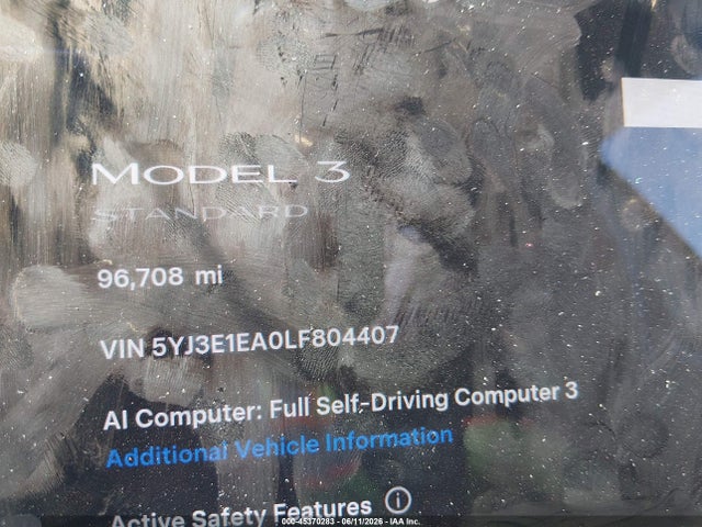 Aukcja sprzedaży 2020 Tesla Model 3, vin: 5YJ3E1EA0LF804407, numer aukcji: 45370283