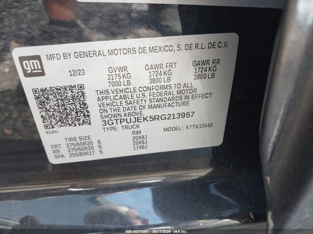 Продажа на аукционе авто 2024 Gmc Sierra 1500 4wd  Short Box Elevation With 3vl, vin: 3GTPUJEK5RG213957, номер лота: 45370307