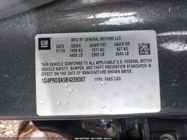 45370358 :رقم المزاد ، 1G4PR5SK9E4238067 vin ، 2014 Buick Verano Convenience Group مزاد بيع