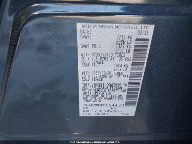 Nissan Pathfinder Platinum 2015 5N1AR2MN2FC654433 Image 9