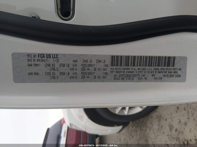 Aukcja sprzedaży 2016 Dodge Journey Sxt, vin: 3C4PDCBB4GT205773, numer aukcji: 45370474