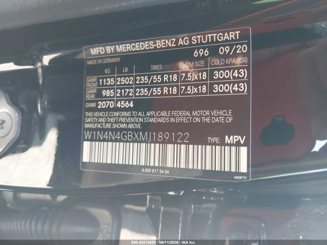 Продажа на аукционе авто 2021 Mercedes-benz Gla 250, vin: W1N4N4GBXMJ189122, номер лота: 45370559
