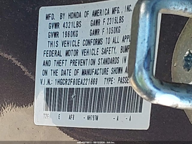 Honda Accord Ex-l 2014 1HGCR2F80EA221869 Image 9