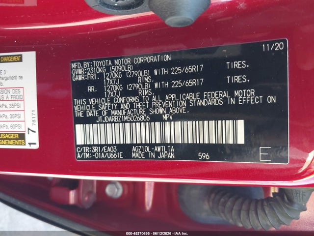 2021 Lexus Nx 300 მანქანა იყიდება აუქციონზე, vin: JTJDARBZ1M5026806, აუქციონის ნომერი: 45370695