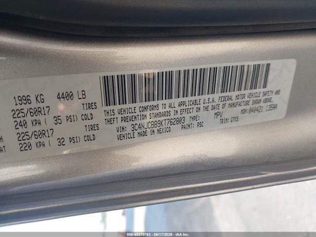Продаж на аукціоні авто 2019 Jeep Compass Sun And Wheel Fwd, vin: 3C4NJCBB9KT762803, номер лоту: 45370763