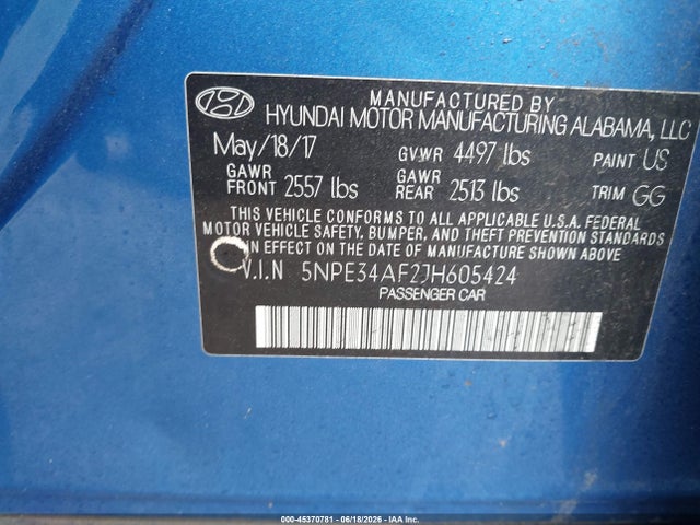 Hyundai Sonata Limited 2018 5NPE34AF2JH605424 Image 9