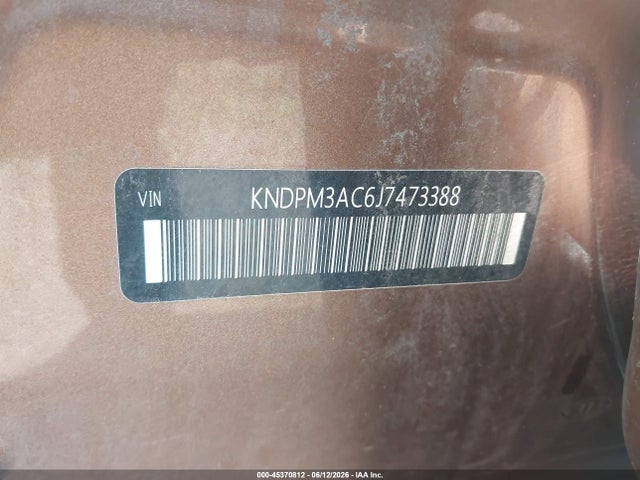 Aukcja sprzedaży 2018 Kia Sportage Lx, vin: KNDPM3AC6J7473388, numer aukcji: 45370812