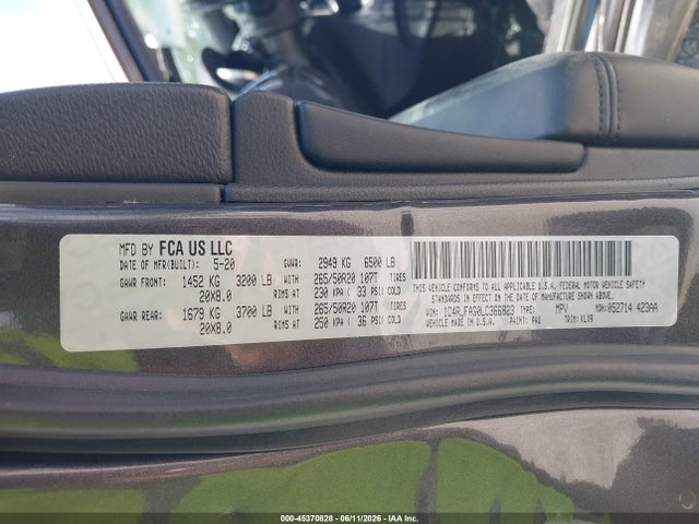 45370828 :رقم المزاد ، 1C4RJFAG0LC366823 vin ، 2020 Jeep Grand Cherokee Altitude 4x4 مزاد بيع