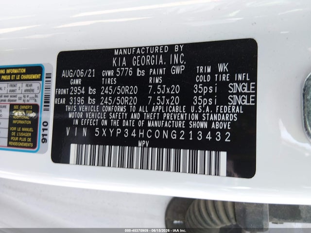 KIA Telluride Ex 2022 5XYP34HC0NG213432 Image 9