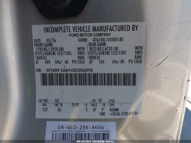 Ford F-350 Xl 2016 1FDRF3A61GED02576 Image 9