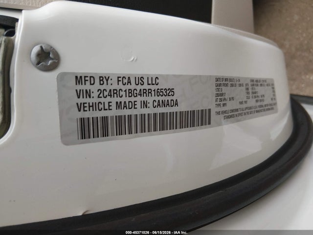 45371026 :رقم المزاد ، 2C4RC1BG4RR165325 vin ، 2024 Chrysler Pacifica Touring L مزاد بيع