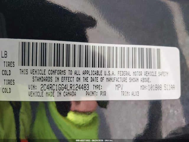 45371053 :رقم المزاد ، 2C4RC1GG4LR124483 vin ، 2020 Chrysler Pacifica 35th Anniversary Limited مزاد بيع