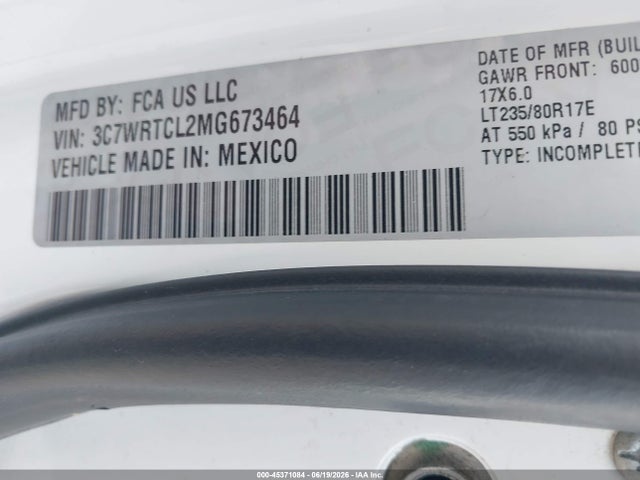 2021 Ram 3500 Chassis Tradesman/slt/laramie/limited მანქანა იყიდება აუქციონზე, vin: 3C7WRTCL2MG673464, აუქციონის ნომერი: 45371084