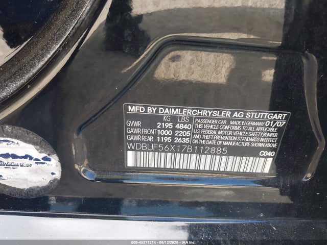 Aukcja sprzedaży 2007 Mercedes-benz E 350, vin: WDBUF56X17B112885, numer aukcji: 45371214