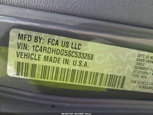 Aukcja sprzedaży 2025 Dodge Durango Gt Rwd, vin: 1C4RDHDG5SC533268, numer aukcji: 45371225