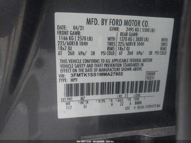 Ford Mustang Mach-e Select 2021 3FMTK1SS1MMA27802 Image 9