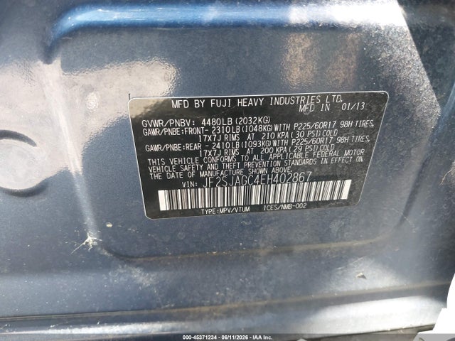 Aukcja sprzedaży 2014 Subaru Forester 2.5i Premium, vin: JF2SJAGC4EH402867, numer aukcji: 45371234
