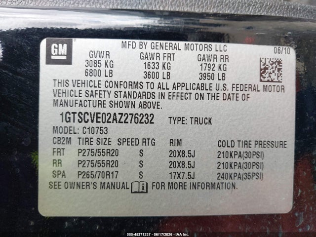 2010 Gmc Sierra 1500 Sle მანქანა იყიდება აუქციონზე, vin: 1GTSCVE02AZ276232, აუქციონის ნომერი: 45371237